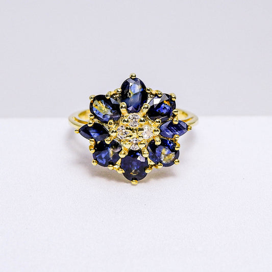 แหวนเงินแท้ 925 ฝังพลอย แซฟไฟร์ศรีลังกา(Ceylon Sapphire)+ไพลิน(Blue Sapphire)+เซอร์คอน(Zircon) (สำเนา)