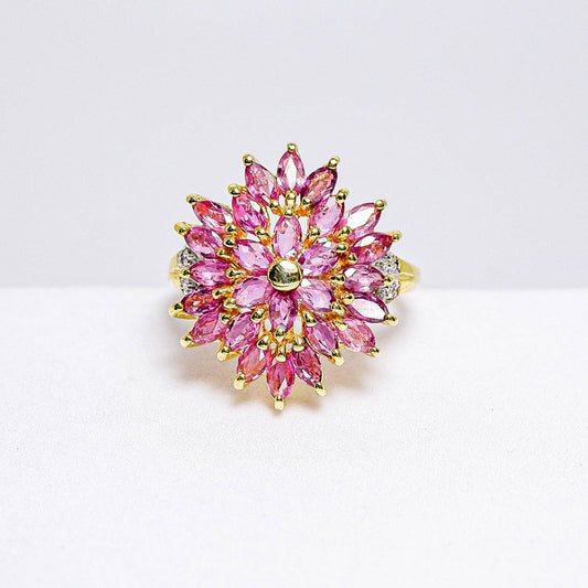 แหวนเงินแท้ 925 ฝังพลอย ทับทิมไทย (Ruby) + เซอร์คอน (Zircon)