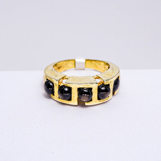 แหวนเงินแท้ 925 ฝังพลอย สตาร์บางกะจะ (Black Star Sapphire)