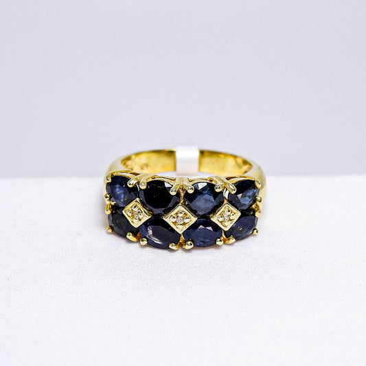 แหวนเงินแท้ 925 ฝังพลอย ไพลิน (Blue Sapphire) + เซอร์คอน (Zircon)