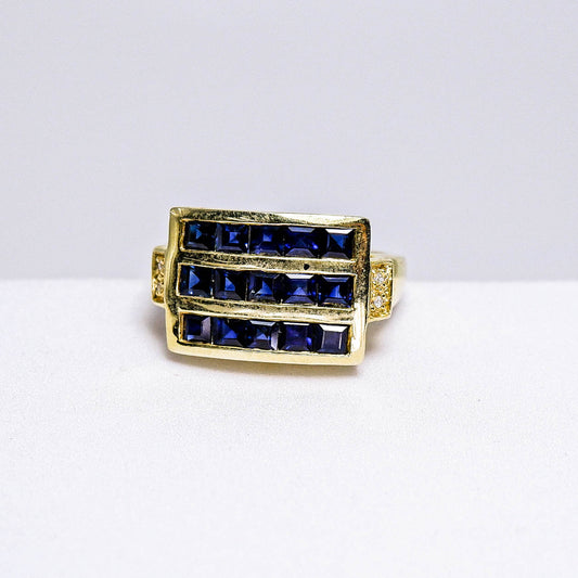 แหวนเงินแท้ 925 ฝังพลอย ไพลิน (Blue Sapphire) + เซอร์คอน (Zircon)