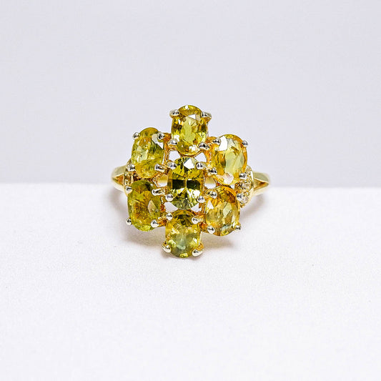 แหวนเงินแท้ 925 ฝังพลอย บุษราคัม (Yellow Sapphire) + ไวท์โทพาส (whitetopaz)