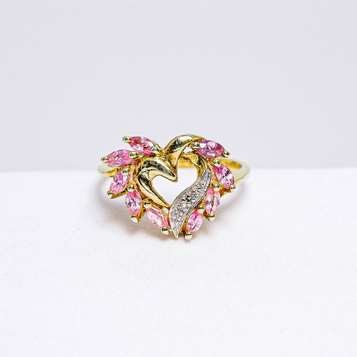 แหวนเงินแท้ 925 ฝังพลอย พิงค์แซฟไฟร์ (Pink Sapphire) + ไวท์โทพาส (whitetopaz)