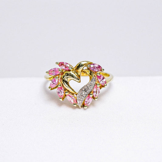 แหวนเงินแท้ 925 ฝังพลอย พิงค์แซฟไฟร์ (Pink Sapphire) + ไวท์โทพาส (whitetopaz)