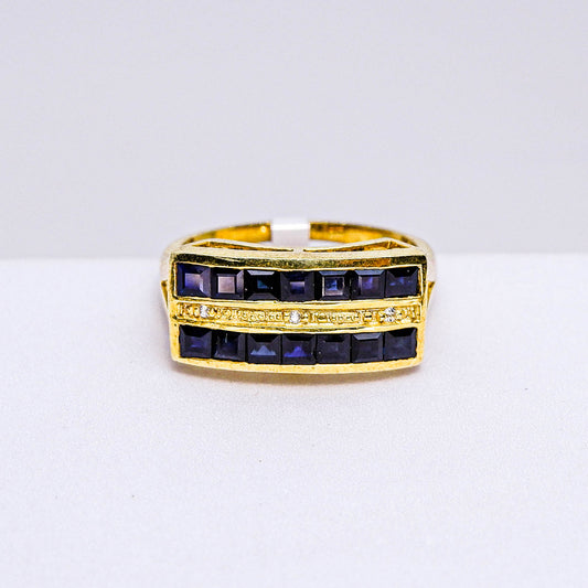 แหวนเงินแท้ 925 ฝังพลอย ไพลิน (Blue Sapphire) + เซอร์คอน (Zircon)