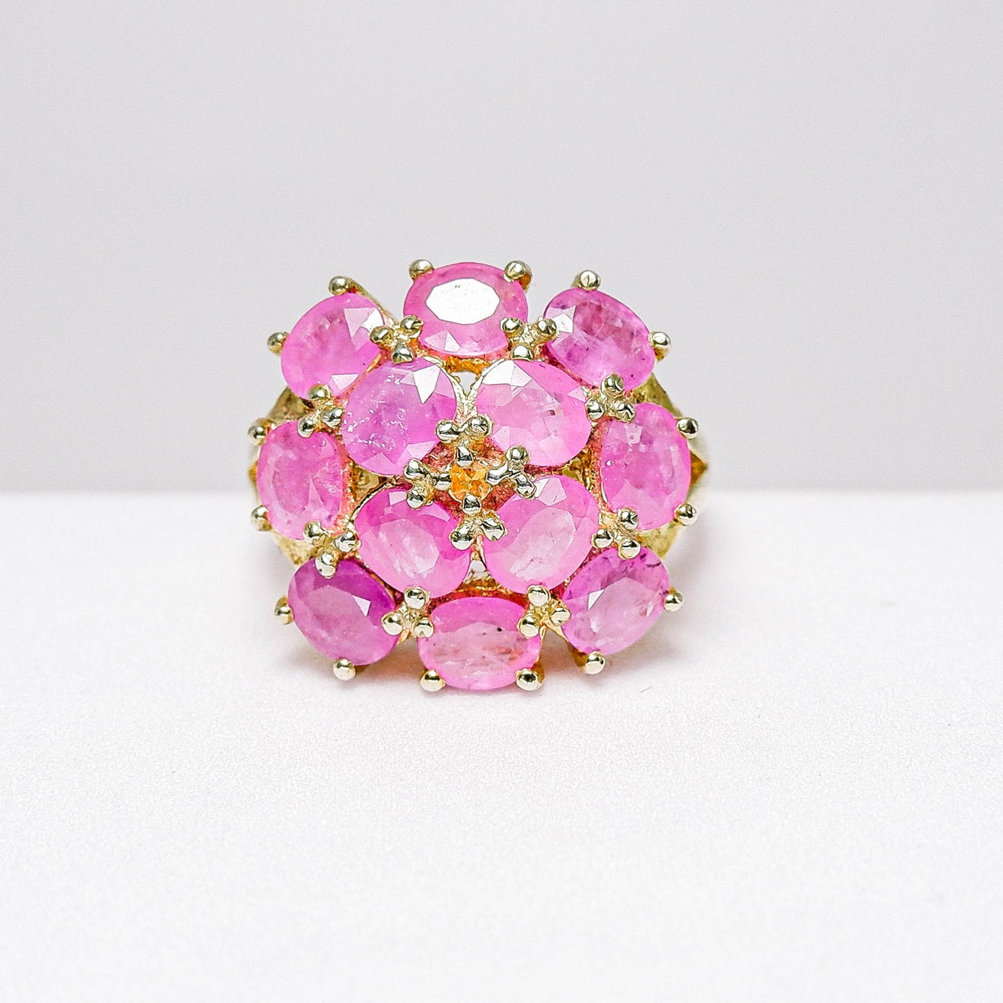 แหวนเงินแท้ 925 ฝังพลอย ทับทิมเวียดนาม (Vietnamese Ruby) + ออเรนจ์แซฟไฟร์ (Orange Sapphire)