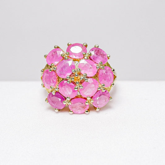 แหวนเงินแท้ 925 ฝังพลอย ทับทิมเวียดนาม (Vietnamese Ruby) + ออเรนจ์แซฟไฟร์ (Orange Sapphire)