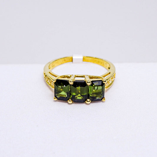 แหวนเงินแท้ 925 ฝังพลอย ทัวร์มาลีน (Tourmaline) + เซอร์คอน (Zircon)