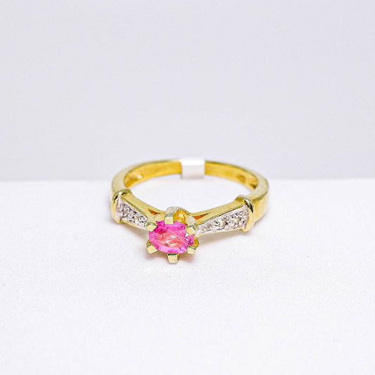 แหวนเงินแท้ 925 ฝังพลอย พิงค์แซฟไฟร์ (Pink Sapphire) + เซอร์คอน (Zircon)