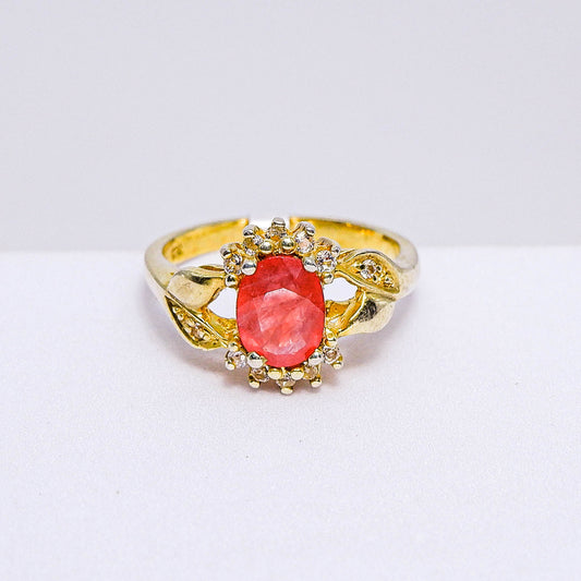 แหวนเงินแท้ 925 ฝังพลอย ออเรนจ์แซฟไฟร์ (Orange Sapphire) + ไวท์โทพาส (whitetopaz)