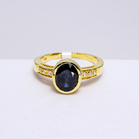 แหวนเงินแท้ 925 ฝังพลอย เขียวส่อง (green Sapphire) + เซอร์คอน (Zircon)