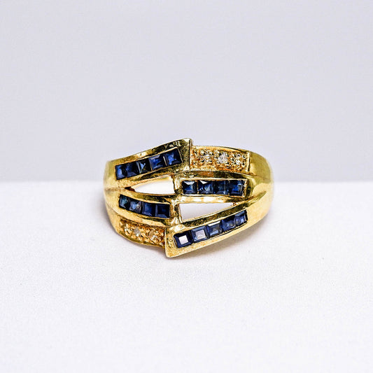 แหวนเงินแท้ 925 ฝังพลอย ไพลิน (Blue Sapphire) + ไวท์โทพาส (whitetopaz)