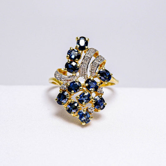 แหวนเงินแท้ 925 ฝังพลอย ไพลิน (Blue Sapphire) + เซอร์คอน (Zircon)