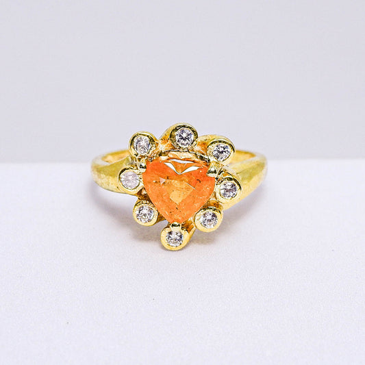 แหวนเงินแท้ 925 ฝังพลอย สเปสซาไทท์ (Spessartite Garnet) + เซอร์คอน (Zircon)