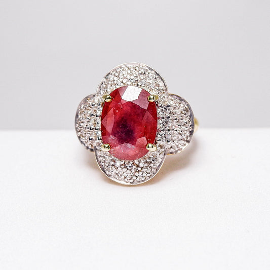 แหวนเงินแท้ 925 ฝังพลอย ออเรนจ์แซฟไฟร์ (Orange Sapphire) + เซอร์คอน (Zircon)