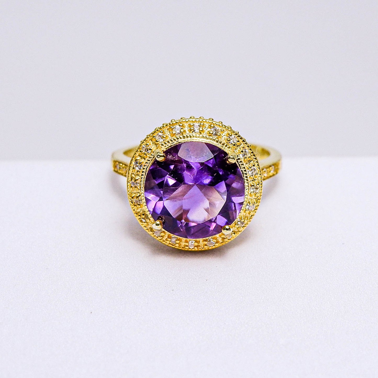 แหวนเงินแท้ 925 ฝังพลอย อเมทิสต์ (Amethyst) + เซอร์คอน (Zircon)