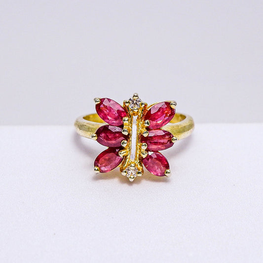 แหวนเงินแท้ 925 ฝังพลอย เรดสปิเนล (Red Spinel) + เซอร์คอน (Zircon)