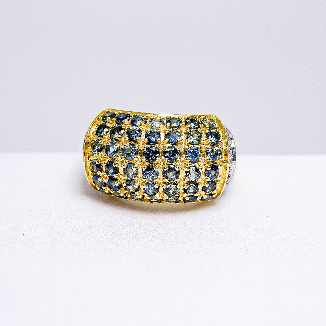 แหวนเงินแท้ 925 ฝังพลอย ไพลิน (Blue Sapphire) + ไวท์โทพาส (whitetopaz)