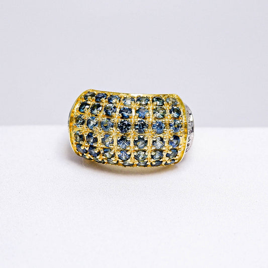 แหวนเงินแท้ 925 ฝังพลอย ไพลิน (Blue Sapphire) + ไวท์โทพาส (whitetopaz)
