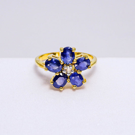 แหวนเงินแท้ 925 ฝังพลอย ไพลิน (Blue Sapphire) + เซอร์คอน (Zircon)