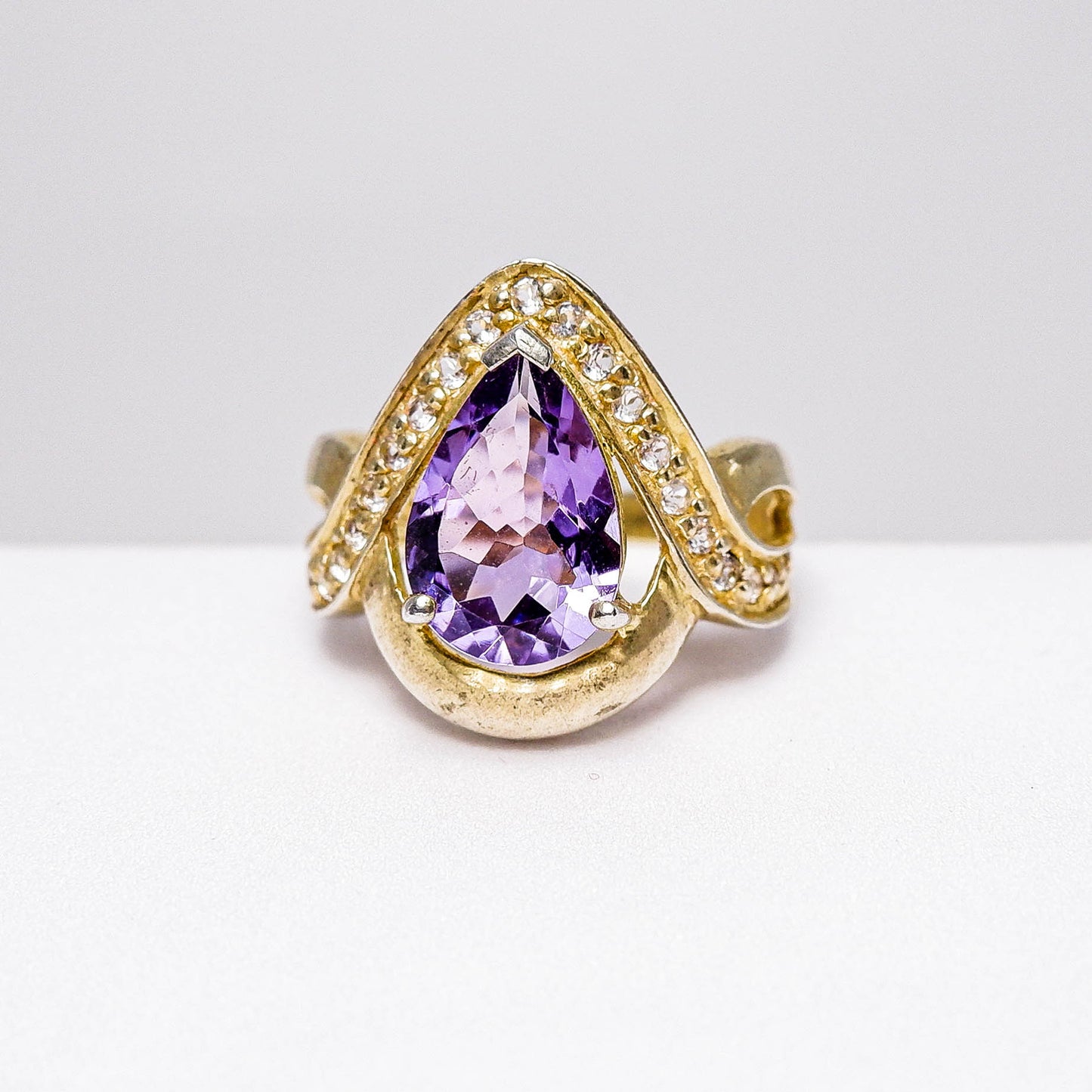 แหวนเงินแท้ 925 ฝังพลอย อเมทิสต์ (Amethyst) + ไวท์โทพาส (whitetopaz)
