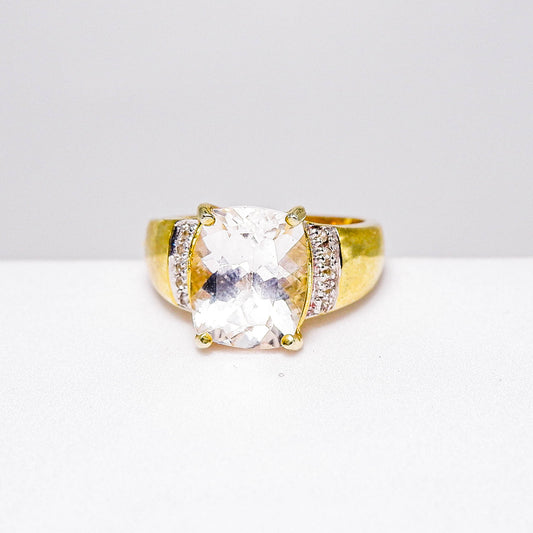 แหวนเงินแท้ 925 ฝังพลอย แดนบูไรท์ (Danburite) + ไวท์โทพาส (whitetopaz)