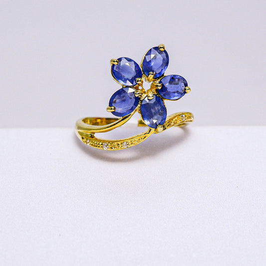 แหวนเงินแท้ 925 ฝังพลอย ไพลิน (Blue Sapphire) + เซอร์คอน (Zircon)