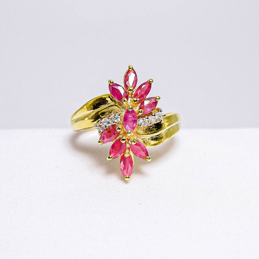 แหวนเงินแท้ 925 ฝังพลอย ทับทิมไทย (Ruby) + เซอร์คอน (Zircon)