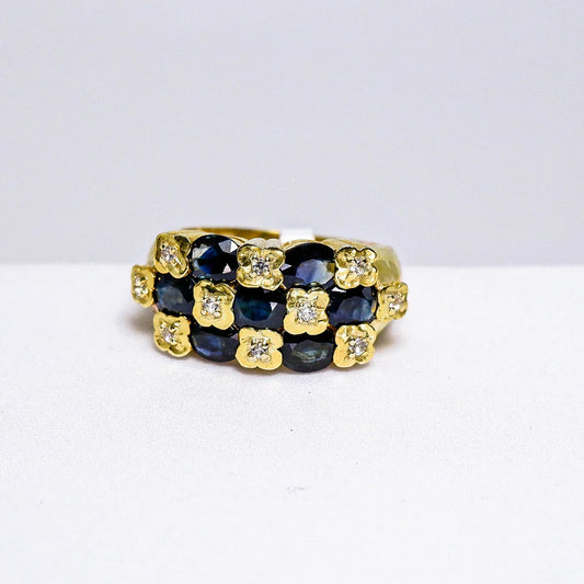Thaigems แหวนเงินแท้ 925 ฝังพลอย ไพลิน + ไวท์โทพาส