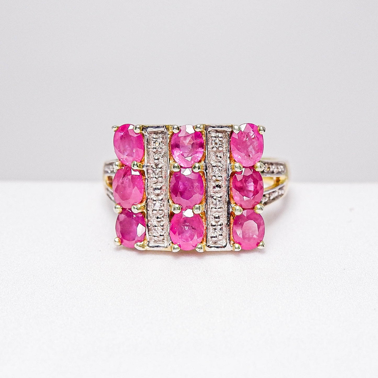 แหวนเงินแท้ 925 ฝังพลอย ทับทิม (Ruby) + ไวท์โทพาส (whitetopaz)