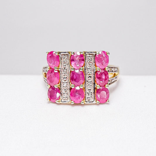 แหวนเงินแท้ 925 ฝังพลอย ทับทิม (Ruby) + ไวท์โทพาส (whitetopaz)