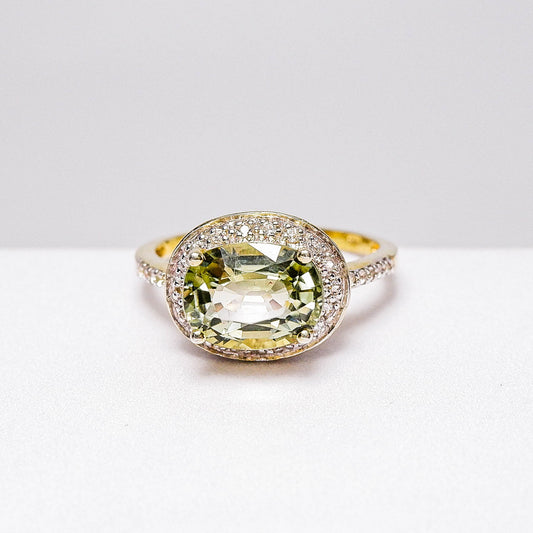 แหวนเงินแท้ 925 ฝังพลอย ทัวร์มาลีน (Tourmaline) + ไวท์โทพาส (whitetopaz)