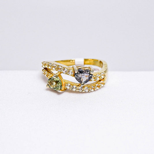แหวนเงินแท้ 925 ฝังพลอย แซฟไฟร์ (Sapphire) + เซอร์คอน (Zircon)