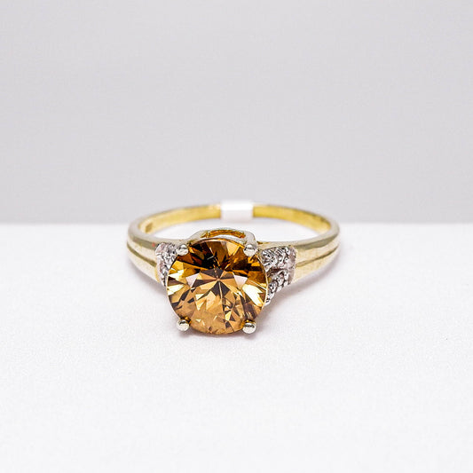 แหวนเงินแท้ 925 ฝังพลอย เพทาย (ดิบ) (Zircon Raw Gemstone) + ไวท์โทพาส (whitetopaz)