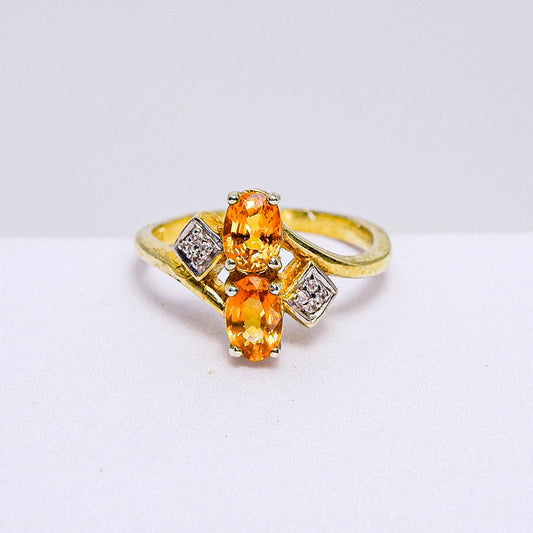 แหวนเงินแท้ 925 ฝังพลอย บุษราคัม (Yellow Sapphire) + เซอร์คอน (Zircon)