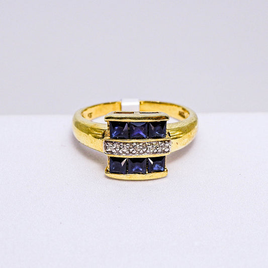 แหวนเงินแท้ 925 ฝังพลอย ไพลิน (Blue Sapphire) + เซอร์คอน (Zircon)