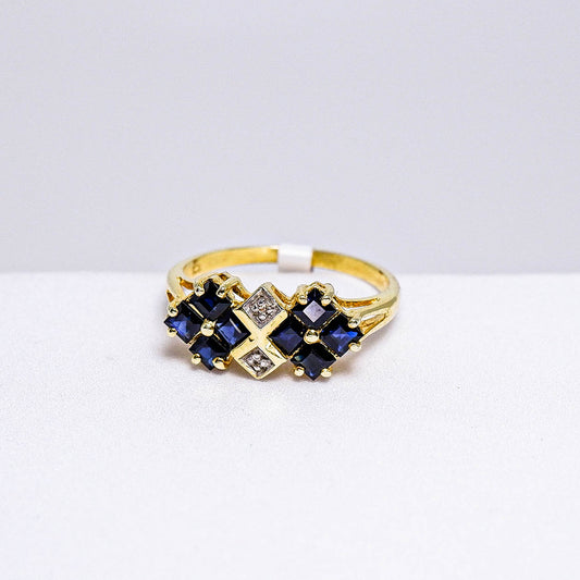 แหวนเงินแท้ 925 ฝังพลอย ไพลิน (Blue Sapphire) + ไวท์โทพาส (whitetopaz)