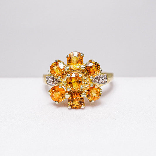 แหวนเงินแท้ 925 ฝังพลอย บุษราคัมบางกะจะ (Yellow Sapphire) + ไวท์โทพาส (whitetopaz)