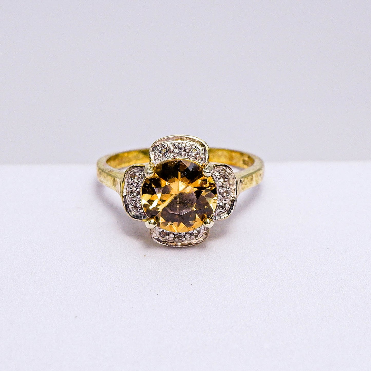 แหวนเงินแท้ 925 ฝังพลอย เพทาย (ดิบ) (Unheated Zircon) + เซอร์คอน (Zircon)