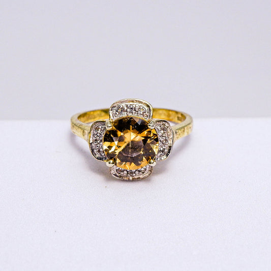 แหวนเงินแท้ 925 ฝังพลอย เพทาย (ดิบ) (Unheated Zircon) + เซอร์คอน (Zircon)