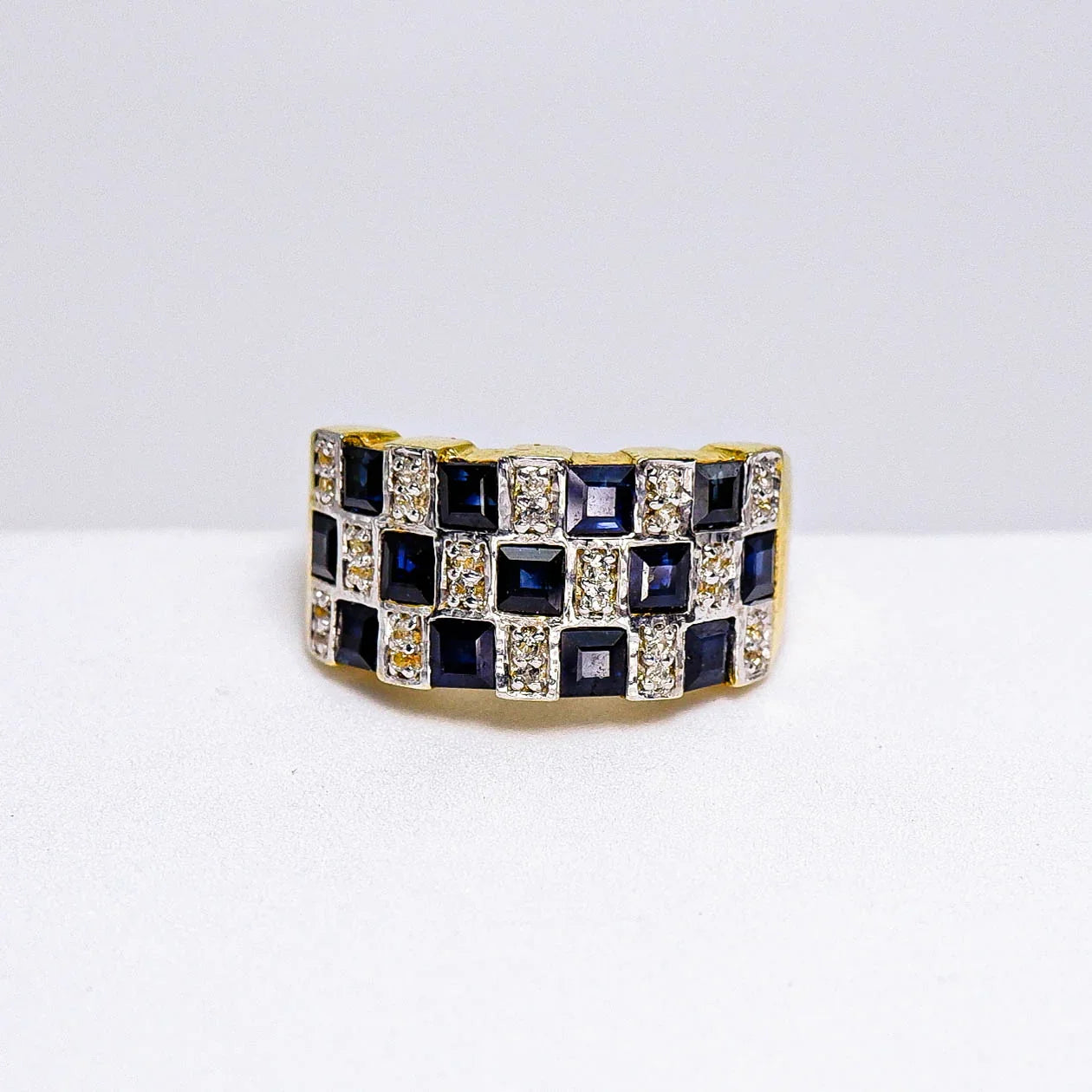 แหวนเงินแท้ 925 ฝังพลอย ไพลิน (Blue Sapphire) + ไวท์โทพาส (whitetopaz)