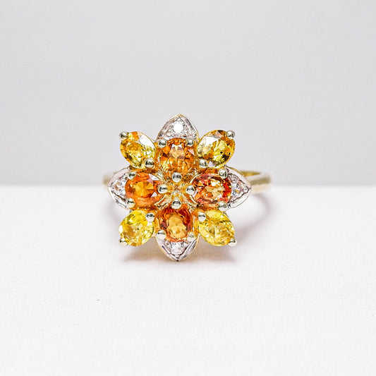 แหวนเงินแท้ 925 ฝังพลอย บุษราคัม (Yellow Sapphire) + เซอร์คอน (Zircon)