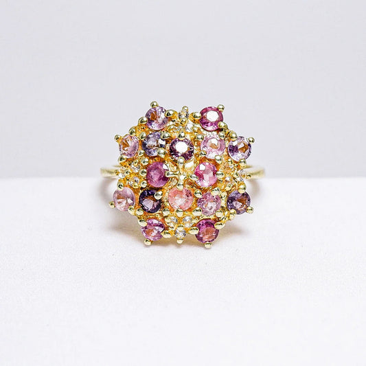 Thaigems แหวนเงินแท้ 925 ฝังพลอย แซฟไฟร์ + ไวท์โทพาส
