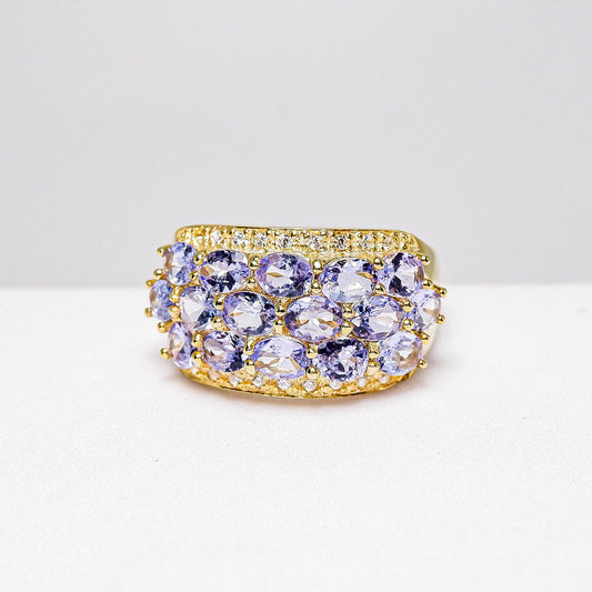 แหวนเงินแท้ 925 ฝังพลอย แทนซาไนท์ (Tanzanite) + เซอร์คอน (Zircon)