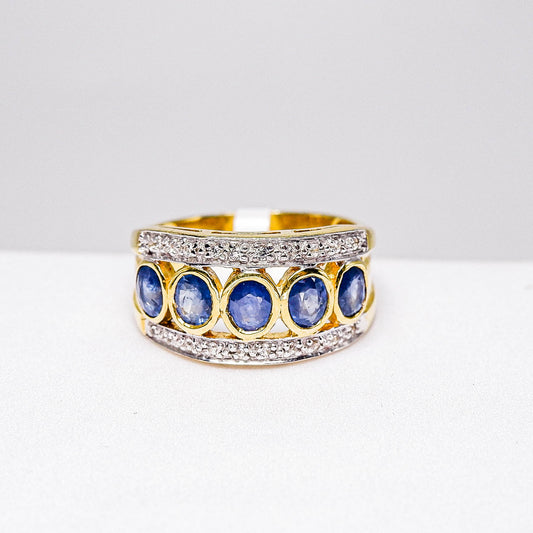 แหวนเงินแท้ 925 ฝังพลอย ไพลิน (Blue Sapphire) + เซอร์คอน (Zircon)