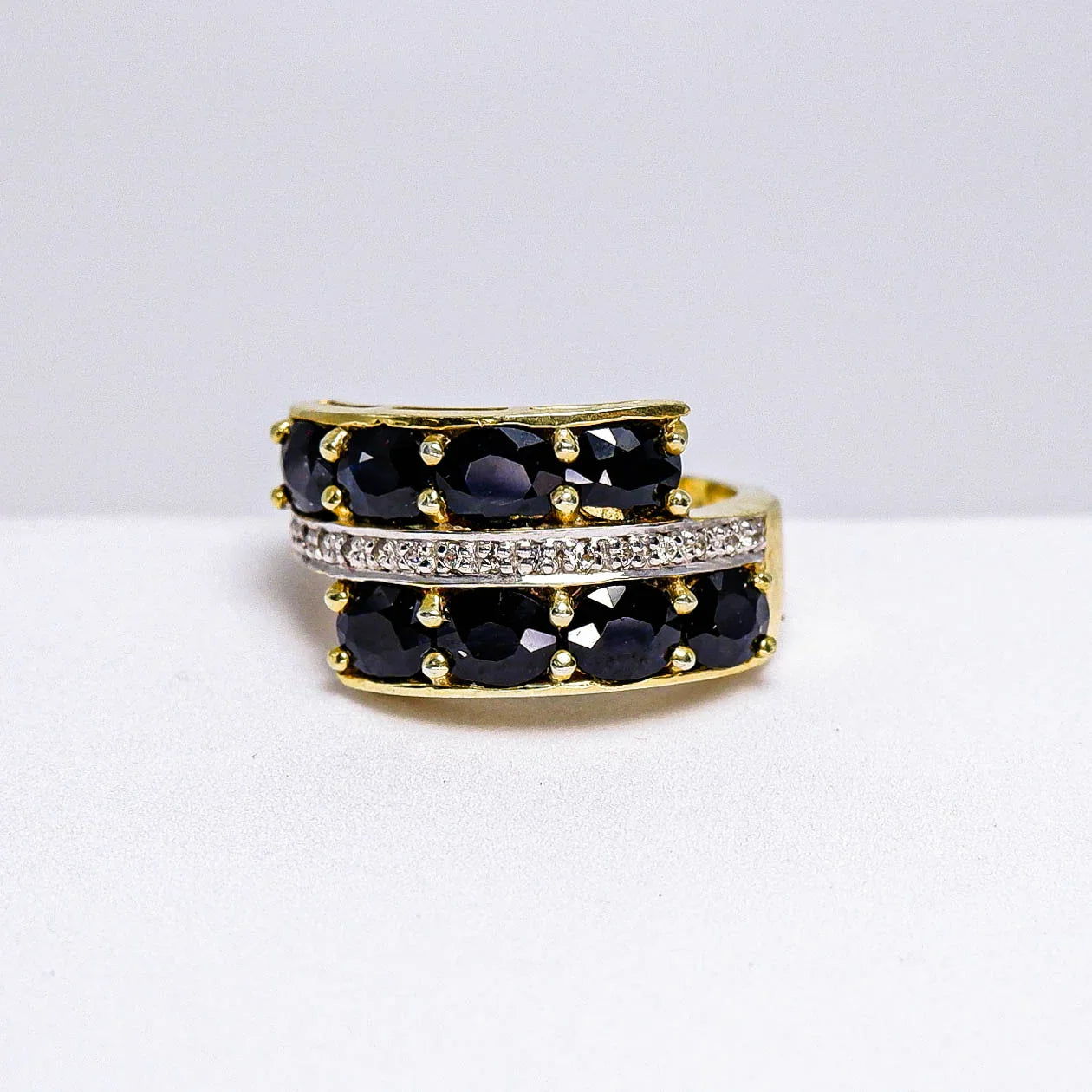 แหวนเงินแท้ 925 ฝังพลอย ไพลิน (Blue Sapphire) + เซอร์คอน (Zircon)