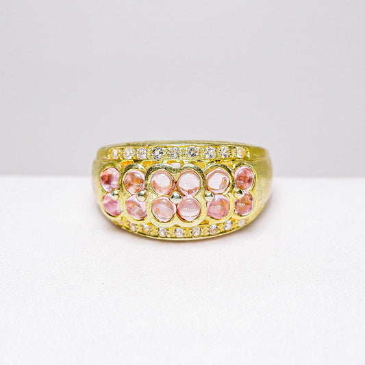 แหวนเงินแท้ 925 ฝังพลอย พิงค์แซฟไฟร์ (Pink Sapphire) + ไวท์โทพาส (whitetopaz)