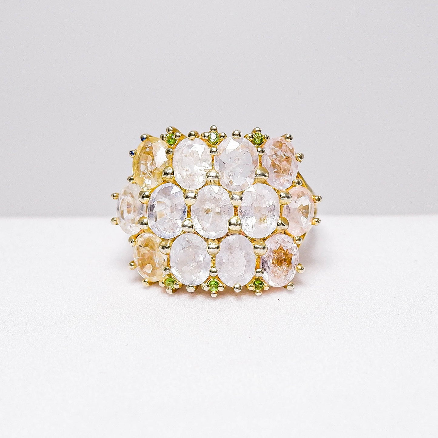 แหวนเงินแท้ 925 ฝังพลอย แซฟไฟร์ศรีลังกา (Ceylon Sapphire) + กรีนโครมไดออฟไซต์ (Green Chrome Diopside)