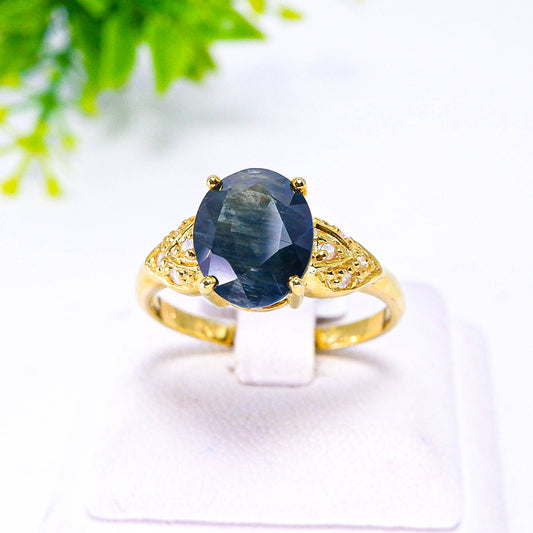 แหวนเงินแท้ 925 ฝังพลอย ไพลิน (Blue Sapphire) + เซอร์คอน (Zircon)