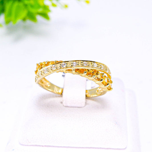 แหวนเงินแท้ 925 ฝังพลอย บุษราคัม (Yellow Sapphire) + เซอร์คอน (Zircon)